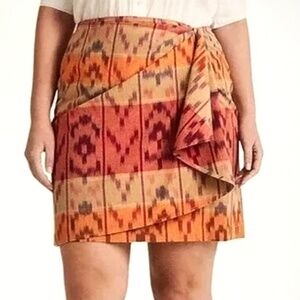 LAUREN RALPH LAUREN Cotton Linen Wrap Skirt Ruffle Plus Size 20W NWT